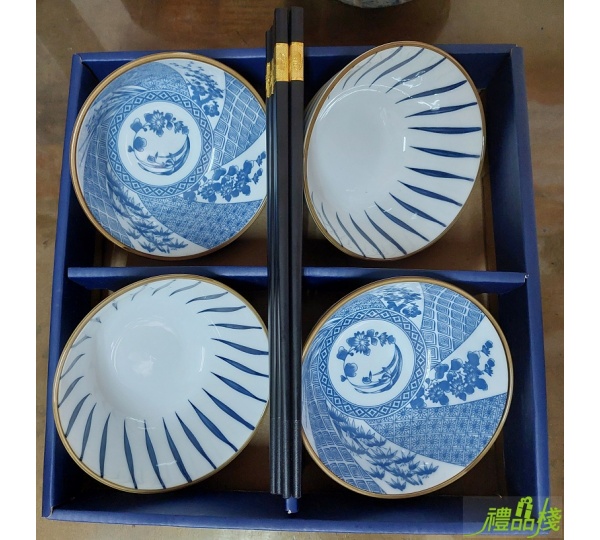 四入唐碗合金筷組,日式碗,飯碗,餐廚用品,餐碗