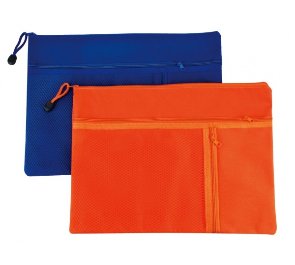 三層帆布拉鍊文件袋,文具收納袋,a4手提袋帆布