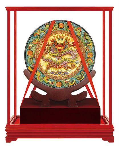 九龍圓盤彩陶藝品