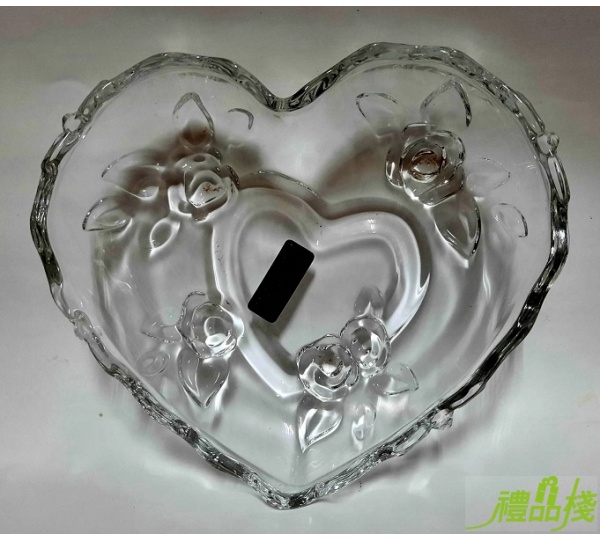 水晶心型玫瑰盤,水晶果盤,玻璃果盤,造型盤,糖果盤,水果盤,點心盤