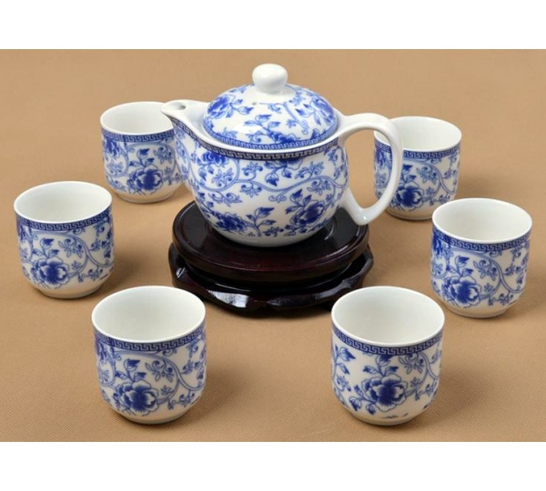 雲紋青花瓷一壺六杯,泡茶茶具組,陶瓷茶具組,日式茶具組,茶具組推薦,泡茶組,中式茶具組,茶具組禮盒